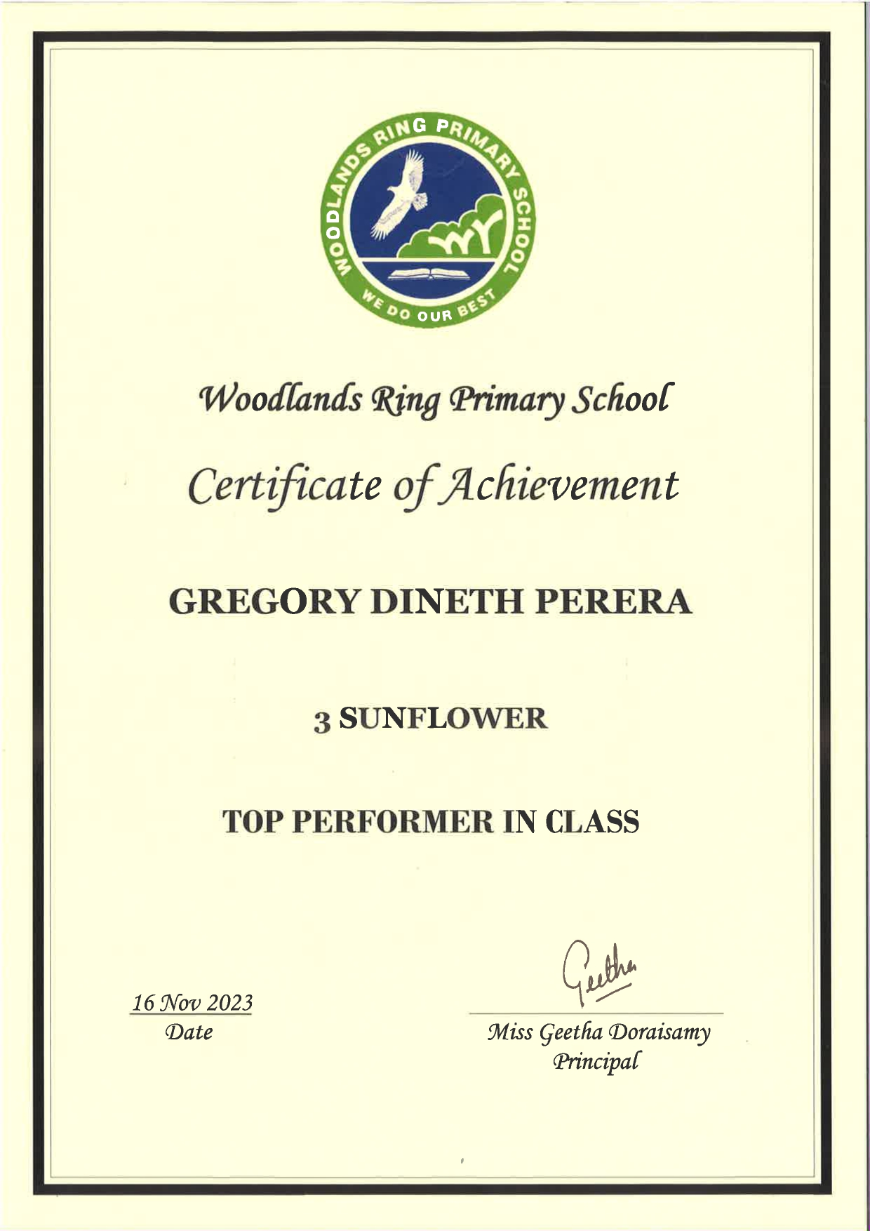 Awards Certificate